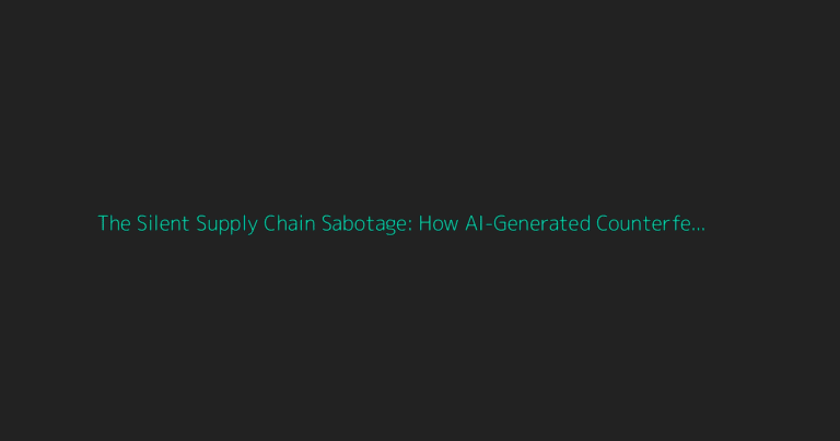 Deep Dive: The Silent Supply Chain Sabotage: How AI-Generated Counterfeit Goods Are Disrupting Trust, Costing Billions, and Requiring a New Cybersecurity Paradigm